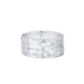 Elli Basic Women's Band Ring Hammered in 925 Sterling Silver, None