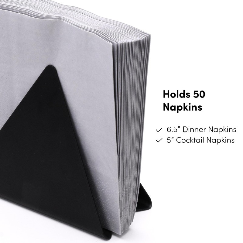 xympo Self-Adjusting Napkin Holder – Compact Black Metal Dispenser for