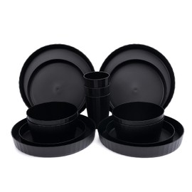 24Pcs Kitchen Plastic Wheat Straw Dinnerware Set,Dinnerware Sets for 6,Microwave Dishwasher Safe Plates