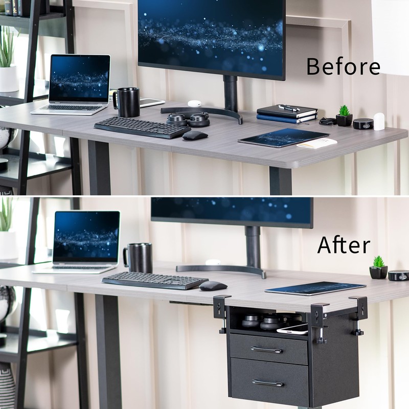VIVO Corner Clamp-on Under Desk Drawer and Shelf System, Office