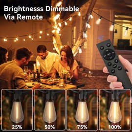 YOYONACY 100 FT Outdoor String Lights for Outside, IP65 Waterproof ST38 LED Shatterproof Bulbs, Dimmable & Timable, 3 Light Modes, Hanging Patio Edison Lights for Porch Backyard Cafe Bistro