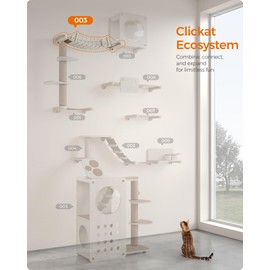 Feandrea Clickat Collection - No.003 Cat Bridge, Extremely Quick Assembly, Unlimited Expandability, Replaceable Module and Fabric Pad, Cat Wall Furniture
