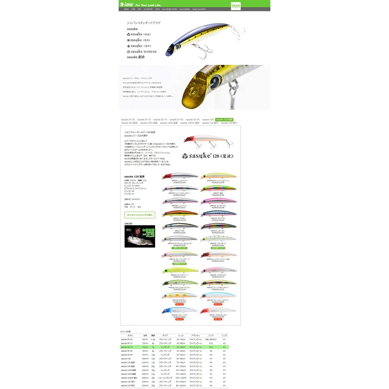 Ams Design (ima) Minnow Sasuke Ripped Wave 120mm 17g Red