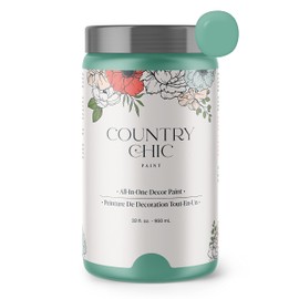 Country Chic All-in-One Chalk Paint for Furniture, Cabinets, Home Decor, Eco-Friendly, Matte Finish, Built-In Primer & Top Coat for Wood, Metal - Bliss (Teal) - Quart 32 oz (950 ml)