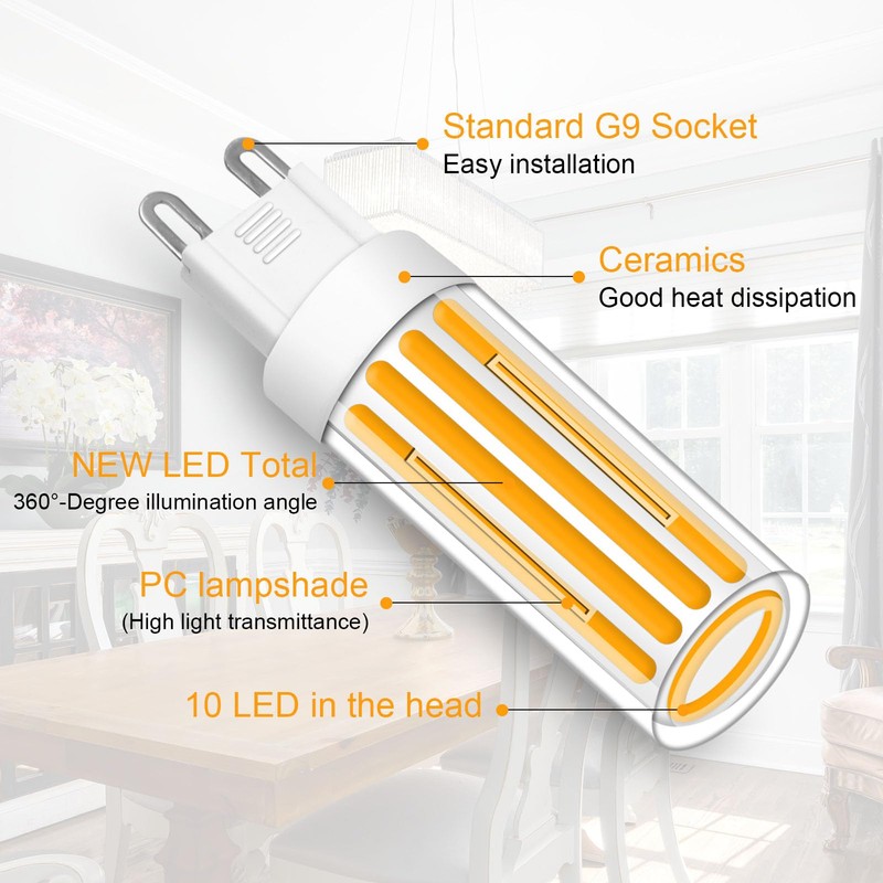LFLAMPON G9 LED Bulb Dimmable 8W, 60-80 Watt T4 G9