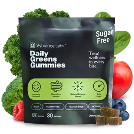 Daily Greens Gummies – Vegan, Sugar-Free Superfood Blend with Prebiotics, Probiotics & Enzymes | Gut & Immune Support, Natural Energy | Mixed Berry Flavor | 120 Gummies | Non-GMO, Gluten-Free