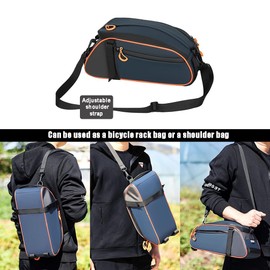 8L Waterproof Bike Trunk Bag for Rear Rack - Bicycle E-Bike Pannier Carrier with Shoulder Strap, Reflector for Commuter Travel Outdoor