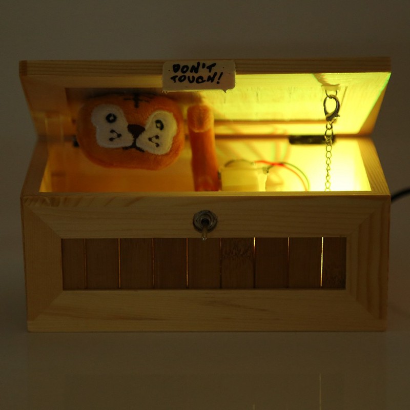 Wooden USB Electronic Box Cute Tiger Funny Interactive Stress Relief