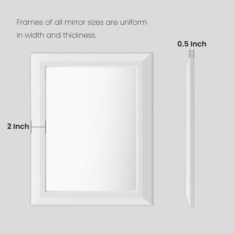 Amorho Bathroom Mirror, 28x36 Inch White Thick Metal Framed Wall