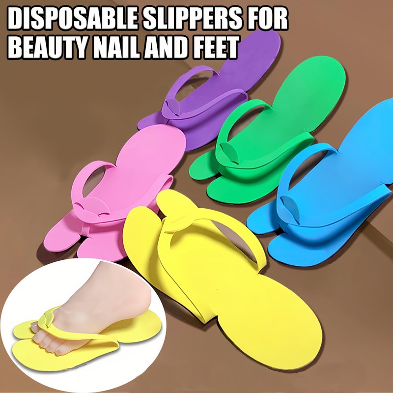 LYARCHTE 6 Pairs Disposable Foam Pedicure Slippers, Multi Color Bulk