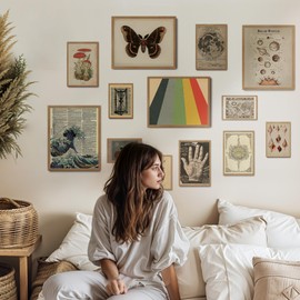 Fardes Vintage Decor for Home Wall Decoration, 13pcs Aesthetic Vintage Posters for Vintage Room Decor, Vintage Artworks, Vintage Pictures for Women