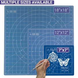 The Quilted Bear Rotating Cutting Mat - 7" x 7" Square Self Healing 360° Rotating Cutting Mat with Innovative Locking Mechanism for Quilting & Sewing Your Choice of Size & Colour Available! (Blue)
