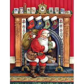 Christmas Eve Nostalgia 500 Piece Jigsaw Puzzle – Festive Vintage Fireplace Scene with Santa, Stockings & Classic Holiday Charm – Heartwarming Family Puzzle for the Holidays