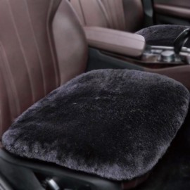 OGLAND 20inchs Fluffy Genuine Australia Warm Sheepskin Car Seat Cover for Auto Interior Accessories with Soft Fuzzy Wool Fur Non-Slip (Carbon Black, Front 20 * 20inchs)