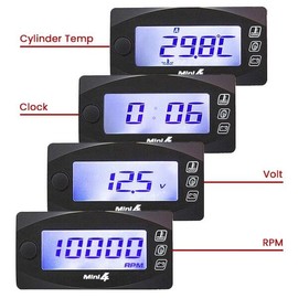 4in 1 바이크 오토바이 LED 디지털 디스플레이 쿼드 미터 - 실린더 헤드 온도 전압계 시간 RPM 타코미터 미 [04 Left holder] 4in 1 Motorcycle LED Digital Display Quad Meter - Cylinder Head Temperature Voltmeter Time RPM Tachometer Mi [04 Left holder]