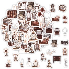 JHGCVX 46 Pcs Vintage Stickers, Retro Waterproof Stickers for Scrapbook, Laptop, Computers, Skateboards, Water Bottles and Gift