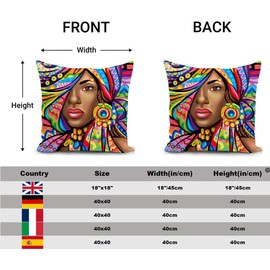 Afrikanische Kissenbezug Afrikanische Kunst Dekorationen Bunte Wurf Kissenbezug Geschenk für Frauen Ornamente Dekor Home Wohnzimmer Couch Sofa 18"x18"(45x45cm)