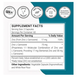 Supersmart Zinc L-carnosina 75 Mg - 120 Cápsulas