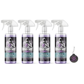 Hoosier Daddy 16oz Glass Cleaner - Streak-Free Formula for Crystal Clear Windows, Mirrors, and Glass Surfaces, Easy Spray for Multi-Use on Cars, Trucks, SUV, House, and More + Air Freshener (4-Pack)