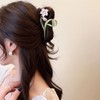 Rannyrena Flower Rhinestone Metal Hair Claw Clips for Women Camellia