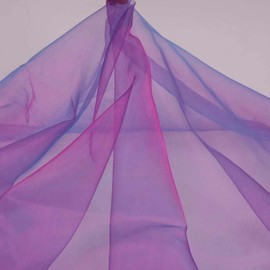 Lightweight 2 Tone Voile Fabric Sheer Organza Iridescent Fuchsia with Blue - 58 Inch by 5 Yards