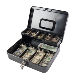 Key Lock Money Box With 5 Bill 5 Coin Cash Register Drawer Organizer Safe