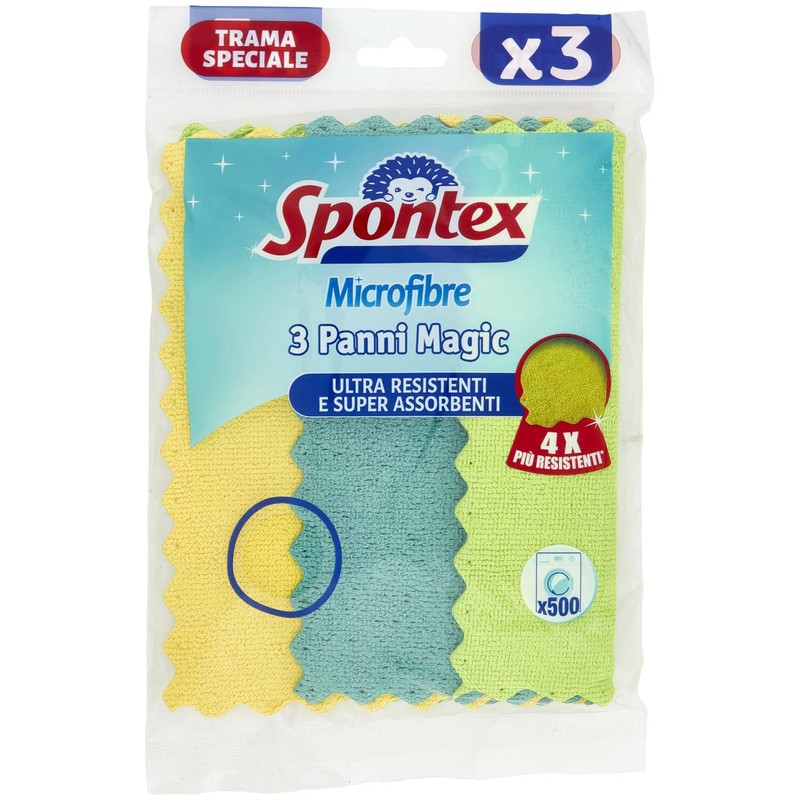 Spontex Magic Ultra Strong and Absorbent Cloths, Polyester/Polyamide/Polyurethane, Neon Colours,
