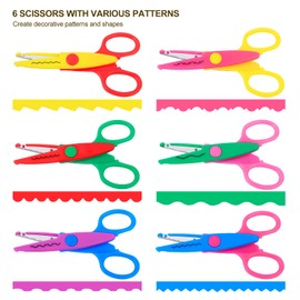 UCEC Craft Scissors Decorative Edge, Zig Zag, Kids Safety Design Pattern Scissors for Kids Toddler Adults, Crafting Scrapbooking Supplies for School, 6 Pack