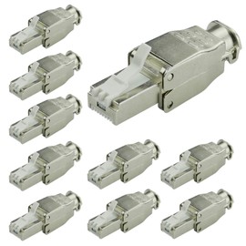 AIXONTEC 10 x CAT 6A Field Assembly RJ45 LAN Connectors Tool-Free for CAT 7 Installation Cable Crimp Connector for CAT.5 / CAT.6 / CAT.6A / CAT.7 / CAT.7A Installation Cable Monthly Video
