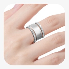 sylacor Adjustable 14K Gold Plated Stacking Rings for Oura Ring Gen 4/ Gen 3, 2 Pack Cubic Zirconia Simulated Diamond Oura Ring Stack for Women (2Pack-Silver)