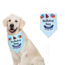 Pet Cat Dog Dog Birthday Party Supplies, Happy Birthday Bandana Scarfs for Girls Boys Dog Birthday Bandana Scarf for Pet Birthday Outfit Party Supplies (Blue)