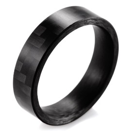 SHARDON Men and Women's 6mm Flat Pure Carbon Fiber Ring, Carbon Fiber