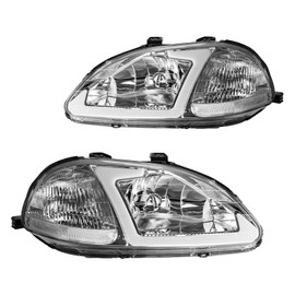 AUTOSITY Headlight Assembly, Clear Headlights Fit for Civic 1996-1998, Chrome Housing Clear Lens Color