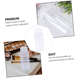 Housoutil 4pcs Plastic Pump Bottles Travel Containers for Remover Lotion Essential Oils and Leak Design for Easy Packing and Use