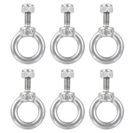 M METERXITY 6 Sets Mechanical Shoulder Hanging Eye Bolts Chandelier Fence Stainless Steel Lifting Ring Bolts with Lock Nuts for Wire Rope M4 Silver