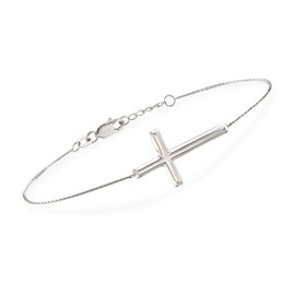 Ross-Simons Italian Sterling Silver Sideways Cross Bracelet. 6.5 inches