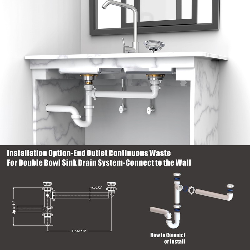 Kitchen Sink Drain Kit,1-1/2" Sink Drain Plumbing Kit - Universal