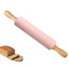 Silicone Rolling Pin for Baking,15inch Pastry Dough Roller with Wooden