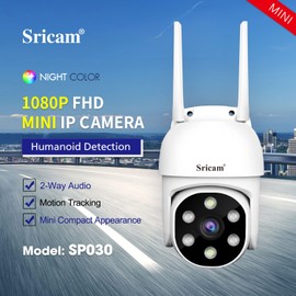 Cámara de Seguridad HD 1080P,Cámara de Seguridad WiFi Exteriores/ Interior,Audio Bidireccional,IP66 a Prueba de Agua,Visión Nocturna,Detección de Movimiento, Pan/Tilt 360 °PTZ, Com con iOS y Android