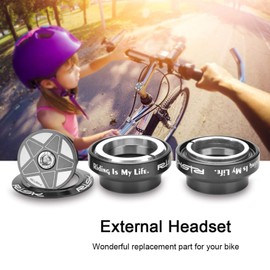 Yosoo Bicycle Headset, Aluminum Alloy Mountain Bike Headsets, Cycling Headset Replacement for 28.6mm Straight Steerer Fork, 34mm Bicycle Headset(Black)