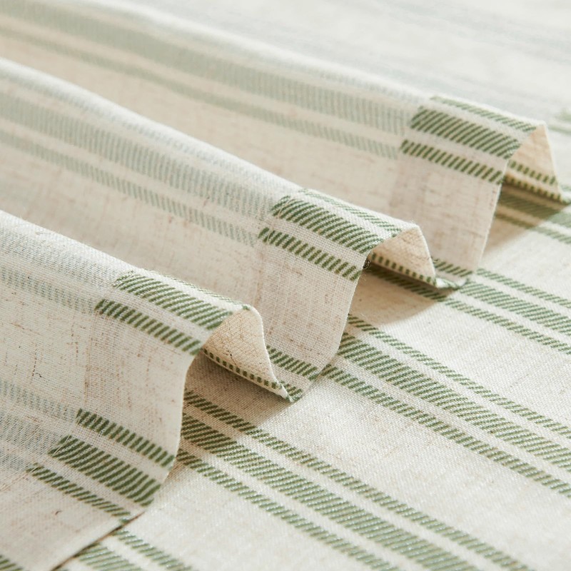 jinchan Striped Linen Kitchen Curtains 24 Inch Cafe Tier Curtains