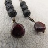 Pemby Studio GARNET & BLACK LAVA BEADS Dangle Earrings Bronze