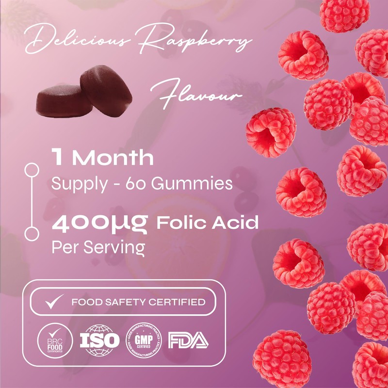 Known Pregnancy Support Gummies with 400mcg Folic Acid – Raspberry