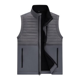 AKuVoL Men's Outerwear Vest Lightweight Windproof Puffer Softshell Sleeveless Jacket for Travel Running Grey 2XL