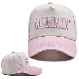 YiCoogius Mommin Trucker Hat for Women Men Vintage Embroidered Mom Baseball Cap Adjustable Canvas Vintage Hat for Casual Wear Pink
