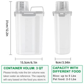 TBMax Rice Storage Container 3 to 5 Lbs - Small Pet Dog Cat Food Container Dispenser with Easy Pouring Spout & Cup, Portable Cereal Container for Small Spaces, Travel, or Daily Use