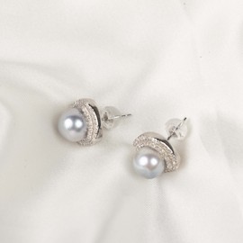 Elegant 7-8mm Sea Pearl Earrings, S925 Silver