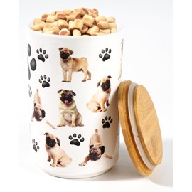 Greenline Goods Premium Dog Treat Ceramic Canister Set – Pug Airtight Canister for Fresh Treats, Ceramic Jar & Containers with Lids, Farmhouse Canisters, Ideal Kitchen Canisters for Countertop