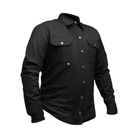 GREAT BIKERS GEAR - Mens Motorcycle Shirt Reinforced with Protective Aramid Lining Fabric Motorbike with Free CE Protectors Black