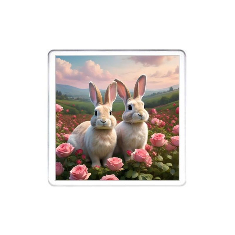 Rabbit Coaster Set. 4 different Bunny Pictures on 10cm x